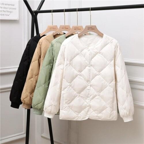 2021 Autumn Winter 90% Duck Down Jacket Women Ultra Light Down Jackets Short Feather Coat Female Single Breasted Parkas