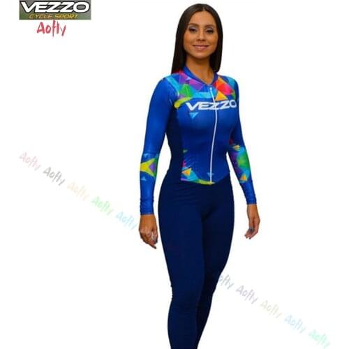 Female Vezzo Cycling Jumpsuit Long Bike Overalls Womens Cycling Clothing Cyclist Pants Set Sports Equipment Dress 20D Gel Pro