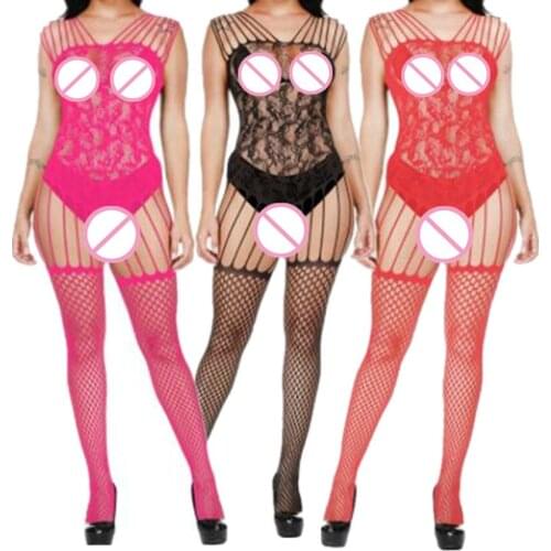 Women Lingerie Sexy Sleepwear 2020 Mesh Bodysuit Lady Open Crotch Jumpsuits BodyStocking Teddies Fishnet Underwear Female Pajama