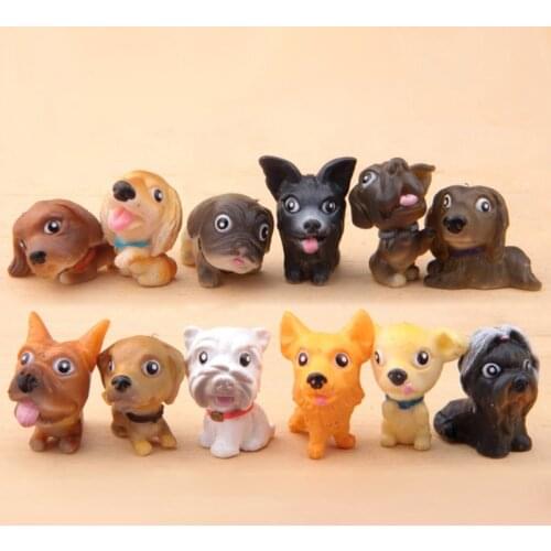 12pc/set Cute Dogs Miniature Figures Home Office Car ornament Decor Cartoon Figurines People Animal statue resin craft TNJ020