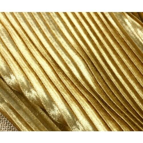 2 meters 150cm 59.05" width gold crumple accordion pleated pleuche velour fabric for long skirt dress MM65