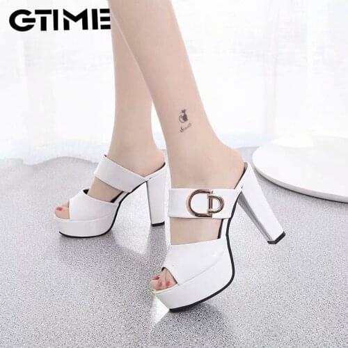 2020 Summer Women Shoes Sexy Ladies High Heels Woman Square Heels Sandals Summer Ladies Shoes Women Sandals Thick Heel#SJPAE-255