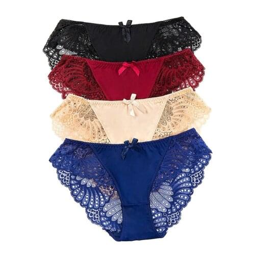 4 Pack Panties Women Underwear Hipster Panties Sexy Lace Briefs for Women