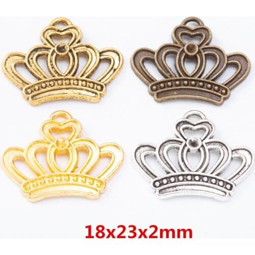45 pieces of retro metal zinc alloy Crown pendant for DIY handmade jewelry necklace making 7344B