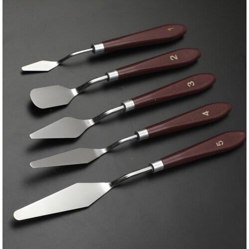 5Pcs/Set Mix Oil Painting Palette Knife Stainless Steel Scraper Spatula Art Supplies for Artist Canvas Oil Paint Color Mixing