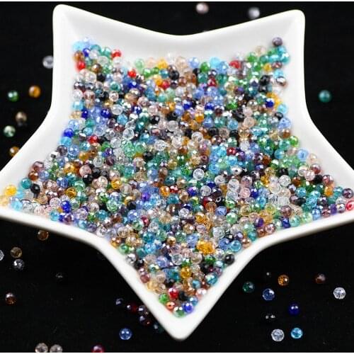 Silver White Black Color 3*4mm 100pcs Rondelle Austria faceted Crystal Glass Beads Loose Spacer Round Beads for Jewelry Making