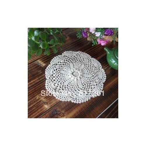Free shipping 6 pic/lot 23cm round 3D crochet flowers fabric doilies table mat felt as innovative itemzakka placemat fashion pad