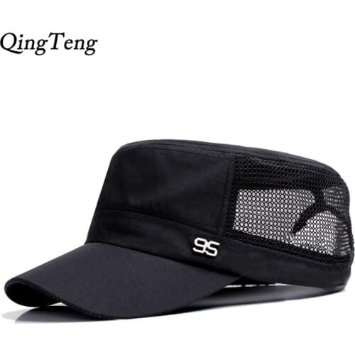 Spring Summer Mesh Men Baseball Cap Summer Quick Dry Breathable Adjustable Head Flat Top Hat Outdoors Leisure Duck Cap