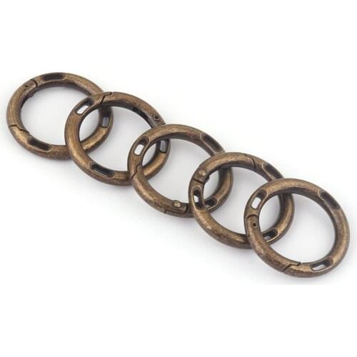 20mm Bronze Round Ring Gate Spring Snap Hook O Ring,Metal Purse Clasp Webbing Hook Bag Buckle for Handbag Hardware Leather Craft