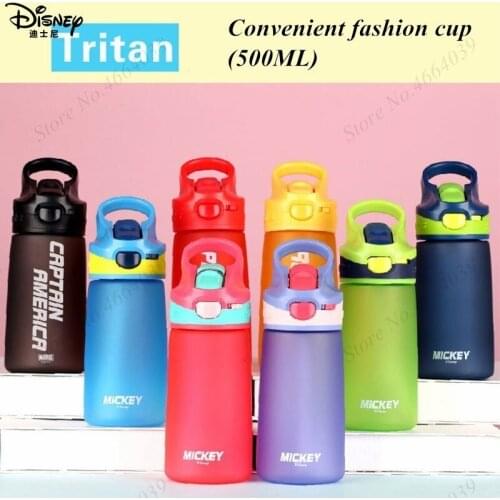 500ML Disney Sippy Cup Baby Feeding Water Drink Leak Proof Bottle With Straw Baby Learning Drinking Outdoor Yellow Sport Bottle