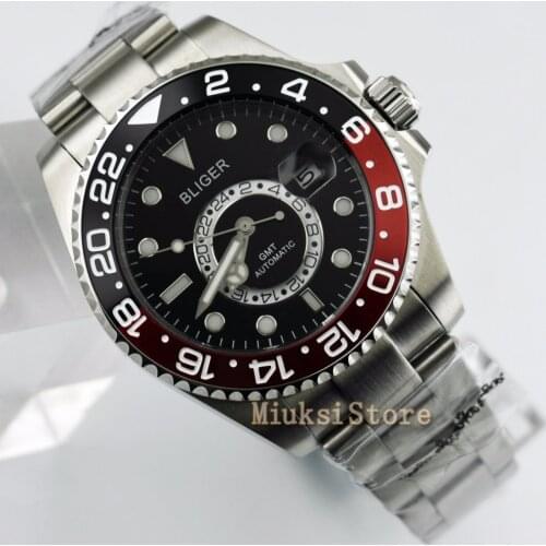 43mm black and red Ceramic Bezel Luminous GMT Date Automatic Mens Watch Blanc Femmes Dames Date&day Classique Relogio Feminino