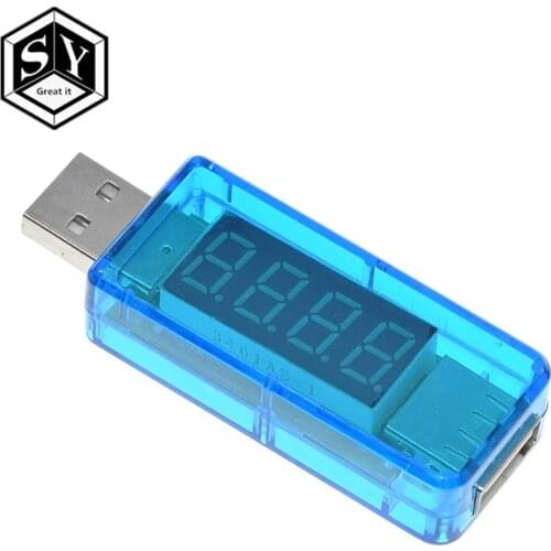 1PCS Digital USB Mobile Power charging current voltage Tester Meter Mini USB charger doctor voltmeter ammeter Straight blue