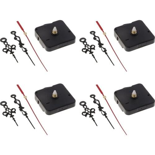 4 Set Movement with Pointer for Quartz Wall Clock Repair Replacement Black