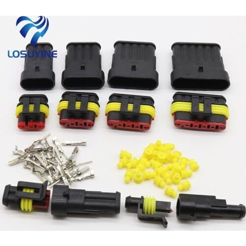 5 Kits Flame retardancy 1P 2P 3P 4P 5P 6P way Sealed waterproof automotive Wire Connector Plug Car Motorcycle HID auto connector