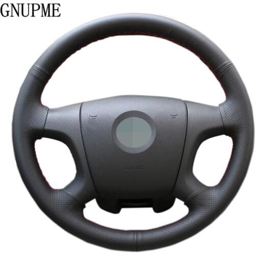 GNUPME Black DIY Hand-stitched Soft Artificial Leather Car Steering Wheel Cover for Skoda Octavia 2005-2009 Fabia 2005-2010