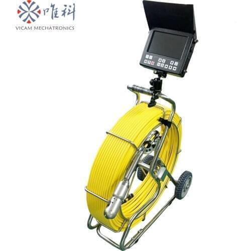 CCTV 360 degree view pipeline inspection camera with 60m push rod cable and 8inch color display