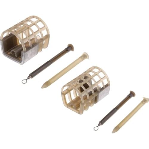 30g Plastic In Line Pellet Feeder Coarse Fishing Feeders Bait Cage Lure Holder Basket S/L Two Sides