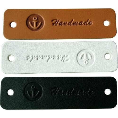 ShipS Anchor Logo Sewing Leather Handmade Clothing Labels For Gift Bag Hand Made Leather Tags Sewing Accessories 48Pcs/Lot
