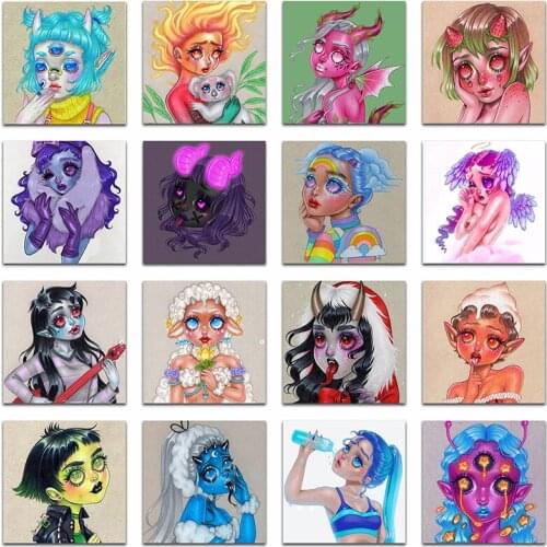 Round Diamond painting Cross stitch Cartoon Full Square Diamond embroidery Cute girl DIY 3D Diamond mosaic beautiful Fairy set 2