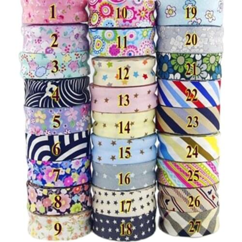25mm(1") width flower stripe star printing ironed folded cotton bias binding tape strap diy ribbon garment quilt craft sewing
