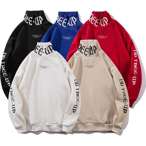 April MOMO 2021 Fleece Hoodies Sweatshirts Men Hip Hop Letter Print Turtleneck Pullovers Street Wear Winter Warm Hoodie Hombre