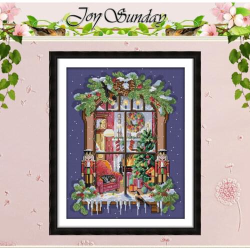 The window of the Christmas Counted Cross Stitch 11CT 14CT Cross Stitch Set Wholesale Cross-stitch Kit Embroidery Needlework