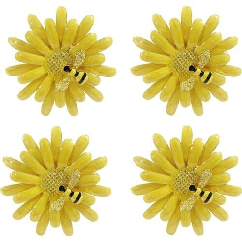 Napkin Ring 4 Piece Set, Exquisite and Cute Little Bee Napkin Holder Ring Table Decoration Napkin Button