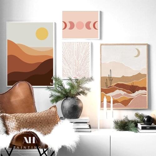 Nordic Abstract Moon And Stars Poster Landscape Wall Art Canvas Painting For Living Room Wall Decorative Pictures Home Decor