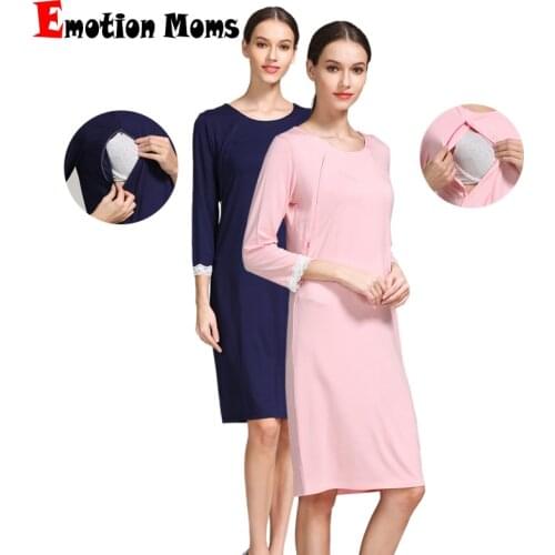 Emotion Moms Maternity Pajamas Sleepwear Pregnant Breastfeeding Lace Nightgown Elegant Maternity Night Dress