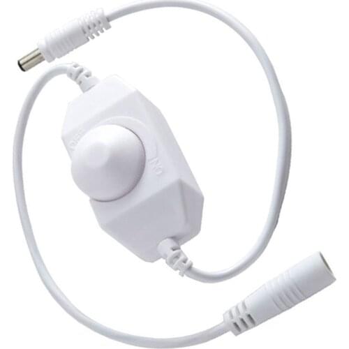 DC 12V 24V LED Dimmer Switch Brightness Adjust Controller DC plug for 3528 5050 5730 5630 Single Color Strip Light Black/White