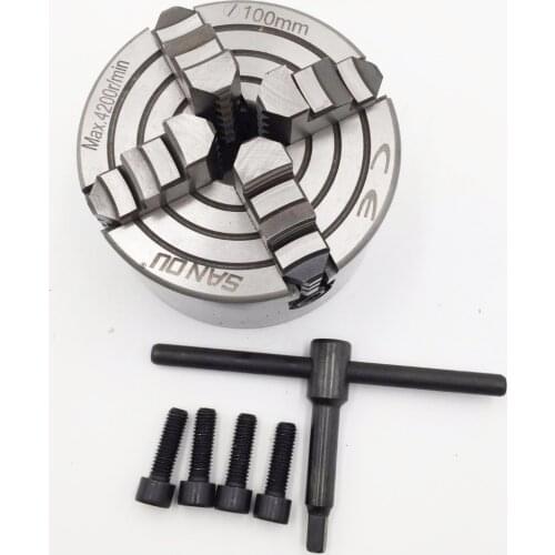 Reversible Lathe Chuck 4Jaw 100mm Independent 4" Chuck Harded Steel CNC Metal Lathe Machining Center