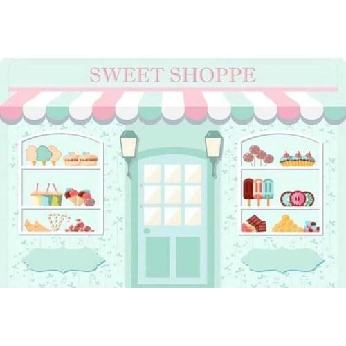Happy Birthday Sweet Shoppe Backdrop Photography Background Photo Booth Studio Decor