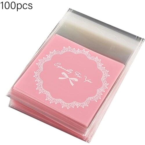100Pcs Bowknot Self Adhesive Bags DIY Cookie Candy Package Cellophane Gift Bag Self Seal Plastic Bags Wedding Party Bags