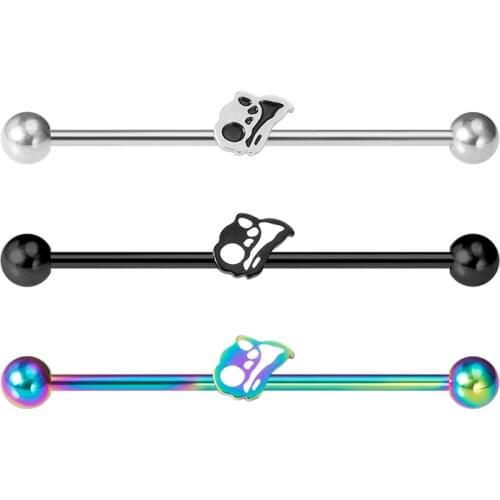 3PCS Punk Eagle Surgical Steel Industrial Barbell Earring Long Sutd Straight Screw Ear Scaffold 38mm Industrial Piercing 14G