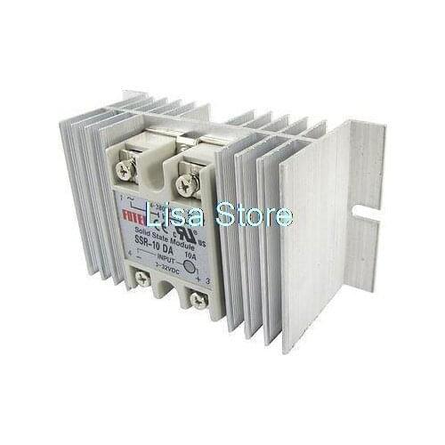 DC-AC Single Phase Solid State Relay SSR 10A 3-32V 24-380V w Aluminum Heat Sink