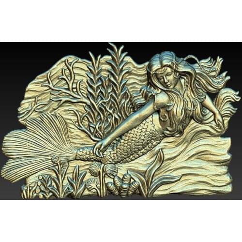 STL Model Mermaid 3D Model for CNC Router 3D Printer Artcam Aspire Bas Relief