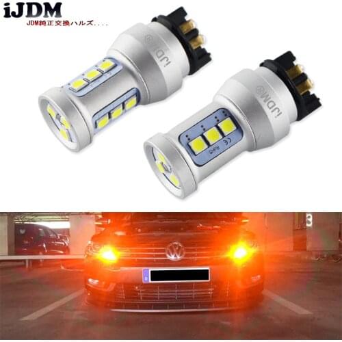 IJDM Amber PW24W LED Canbus Error Free PWY24W LED Bulbs For Audi A3 A4 A5 Q3 VW MK7 Golf CC Ford Fusion Front Turn Signal Lights