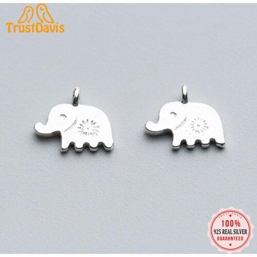 Trustdavis Real 925 Sterling Silver Fashion Sweet 2021 ElephantCharm Pendant Handmade DIY Accessories Jewelry Wholesale DZ166