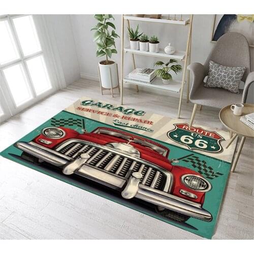 US Route 66 Sign Cartoon Car Garage Service Home Childrens Room Floor Cushion Kitchen Area Rugs Bathroom Carpets Non-Slip Mat