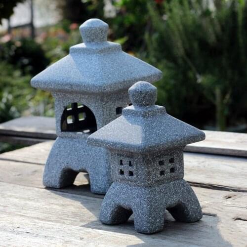 Japanese Imitation Marble Pond Tower Lawn Decor Landscape Miniature Pottery Clay Courtyard DIY Landscape Bonsai Crafts