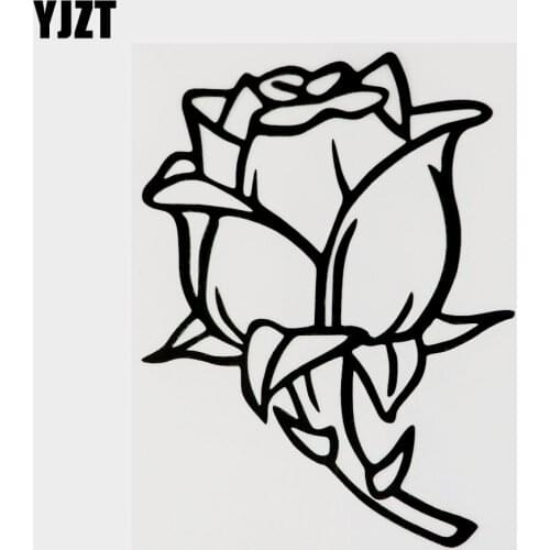 YJZT 10CM×13.2CM Pretty Plant Flower Vinyl Car Window Sticker Decal Black/Silver 18B-0046