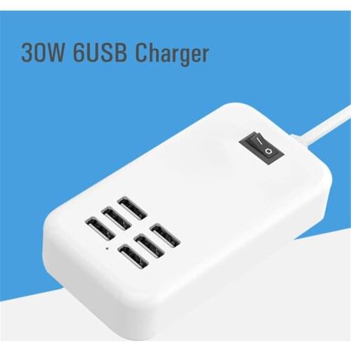 20W 6 Ports USB Charger Socket Desktop AC Power Adapter for USB-Powered Devices