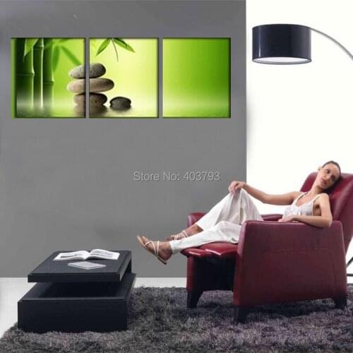Zen Stones & Bamboos wall art pictures 100% hand painted modern oil painting on canvas for home decoration No Frame