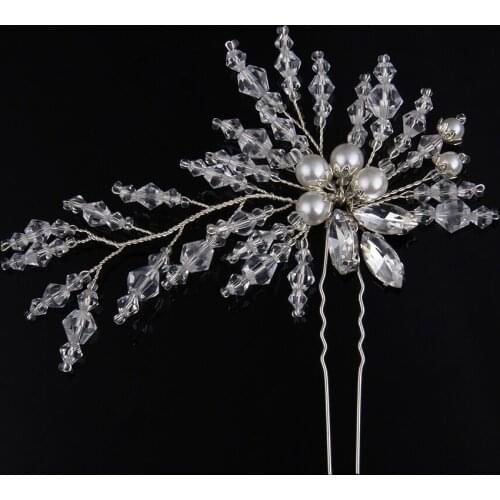 New Arrival Plant Branch pattern Pearl Hair Clip Crystal Jewelry Hair wear For Women wedding hair accessories Tiara Headdress