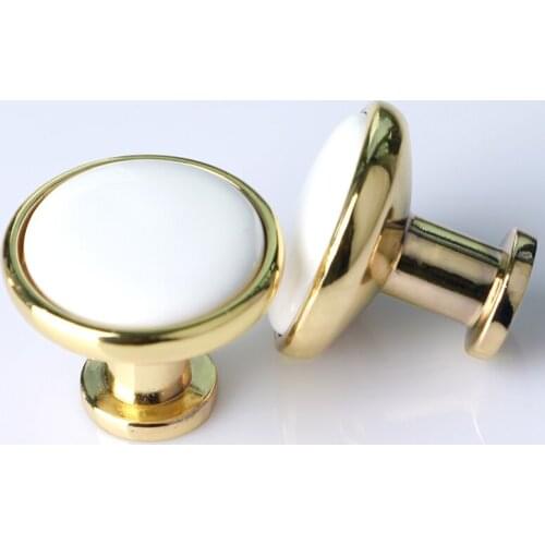 Golden drawer knobs White black ceramic kitchen cabinet pull knob Modern fashion pumpkin porcelain furniture handle Dresser knob