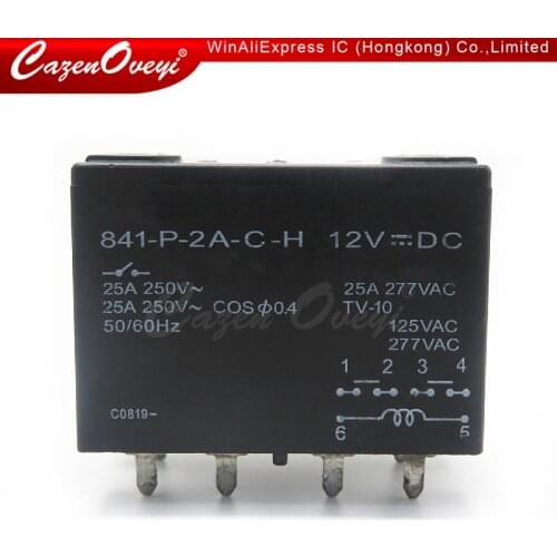1pcs/lot 841-P-2A-C-H 12VDC Relay 25A 6-PIN In Stock