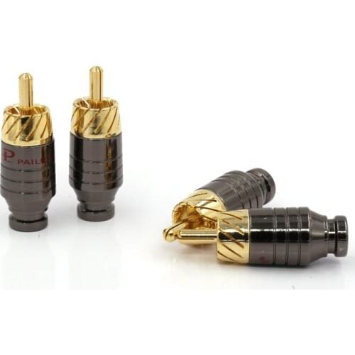 2pcs Copper RCA Plug Gold Plated Audio Video Adapter Connector