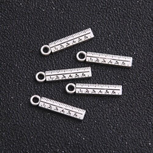 20pcs 5*24mm ruler tape measure stationery antique alloy charms pendant fit bracelet necklace DIY jewelry findings