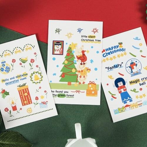30pcs Hand Draw Christmas Day with You Design Card As Scrapbooking Party Invitation DIY Gift Greeting Card Message Postcard