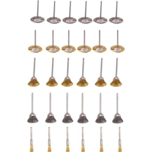36Pcs Brass Steel Wire Brush Polishing Wheels Full kit for Dremel Rotary Tools